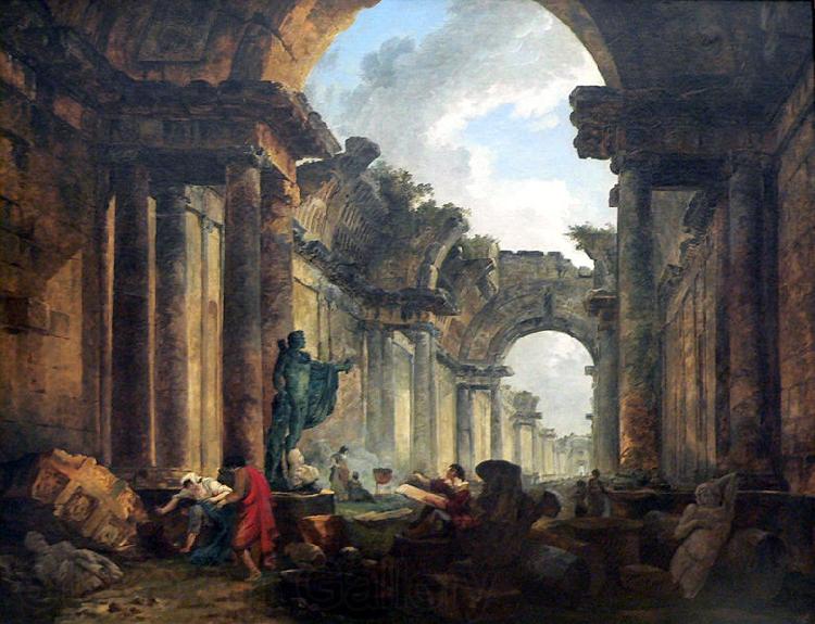 Hubert Robert Imaginary View of the Grand Gallery of the Louvre in Ruins